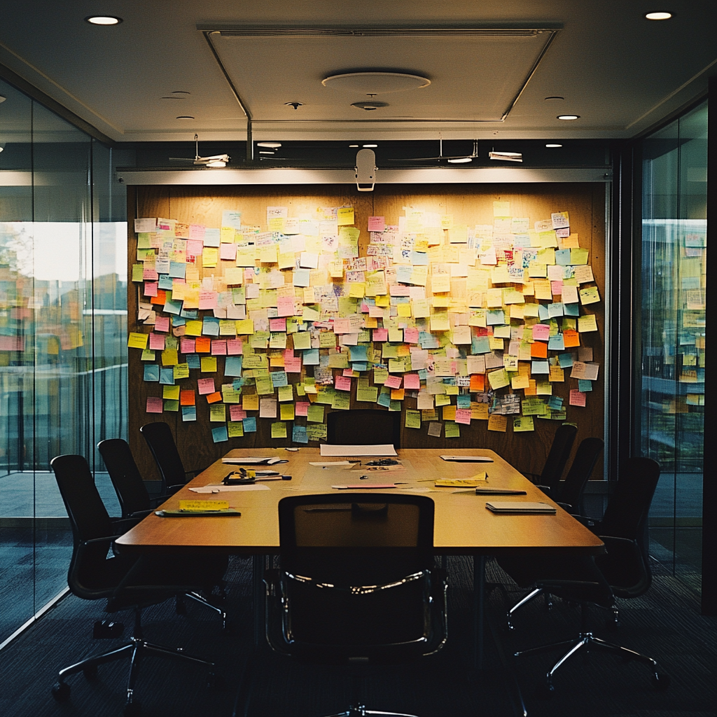 Funny detective-style matchmaking board with romantic pairings instead of suspects.